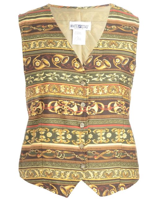 1990s Floral Pattern Waistcoat - L